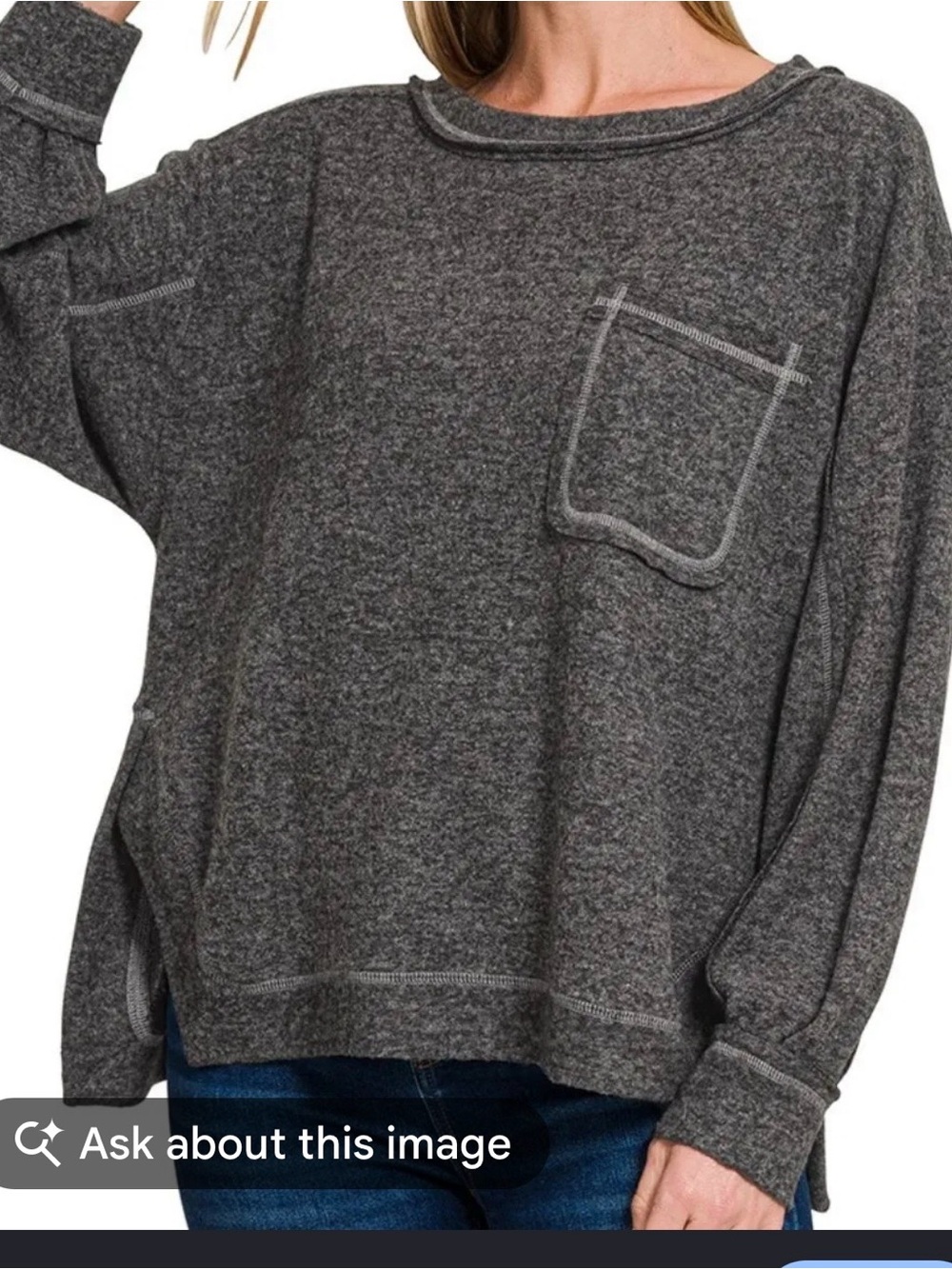 NWOT Zenana Brushed Hacci HI Lo Round Neck top